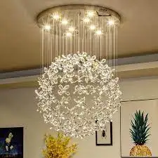 Modern Spiral Sphere Crystal Chandelier / Raindrop Spectacular Ceiling Light / Crystal Ball Pendant Lighting