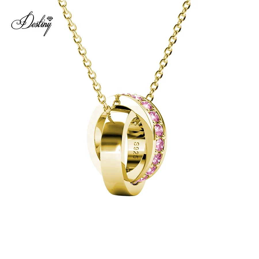 Премиум Австрийские ювелирные изделия с кристаллами S925 стерлингового серебра простое переплетенное кольцо кулон ожерелье для женщин судьба