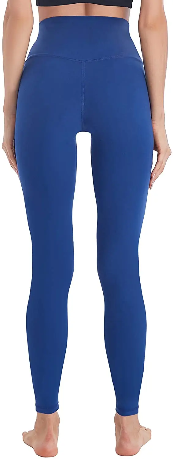 Дышащие однотонные трикотажные Супермягкие женские леггинсы с высокой талией