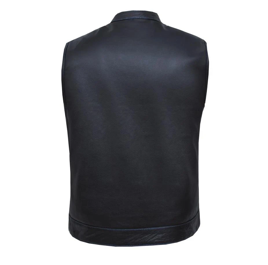 
Latest Design Genuine Perforated and Natural Cowhide Leather Biker Vest/ Motorcycle Club Vest 