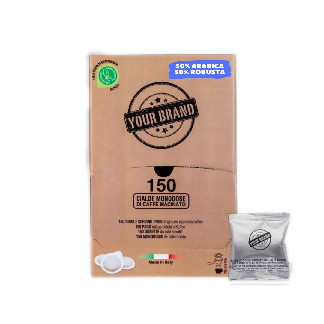 Private label high quality Arabica Robusta blend roasted ground coffee ESE pods 44 mm 150 pcs