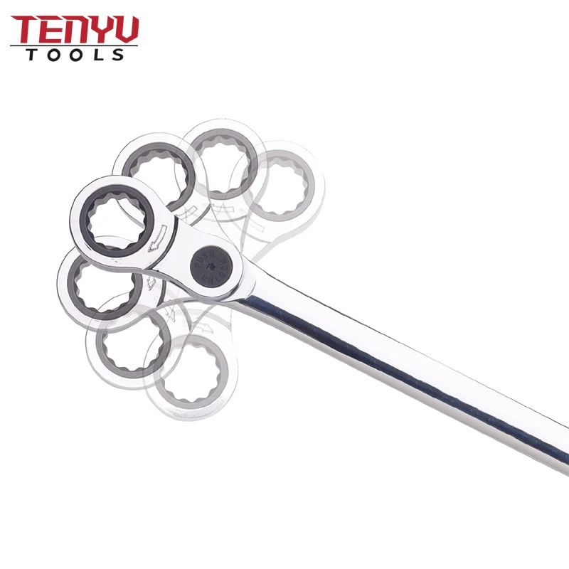 Metric 8-19mm Axe Hammer Ratchet Gear Spanner Ratcheting Wrench Combination Set Auto Repair Mirror Tools with Plastic
