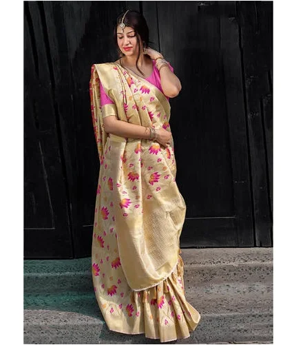 Saree Party Wear Sari Indian Wedding Designer Silk Ladies Women Adults Weaving Dry Clean India & Pakistan Support Free Size 500 Garment