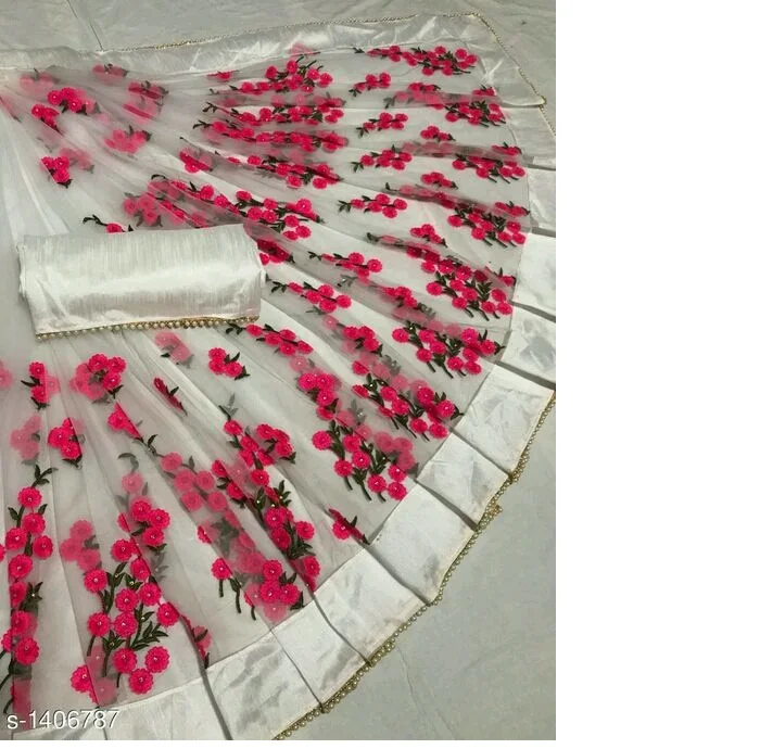 Самая красивая одежда для вечеринки, сеточная вышивка, рабочее сари с блузкой, индийская Женская одежда, сари, низкая цена, оптовая продажа, сурат