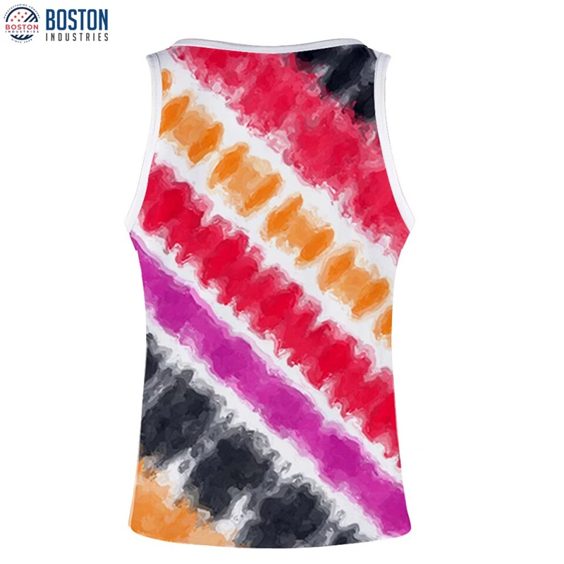 Summer Mens Beach Tie-Dye Gym Vest Tops Custom Running Wrestling Singlets