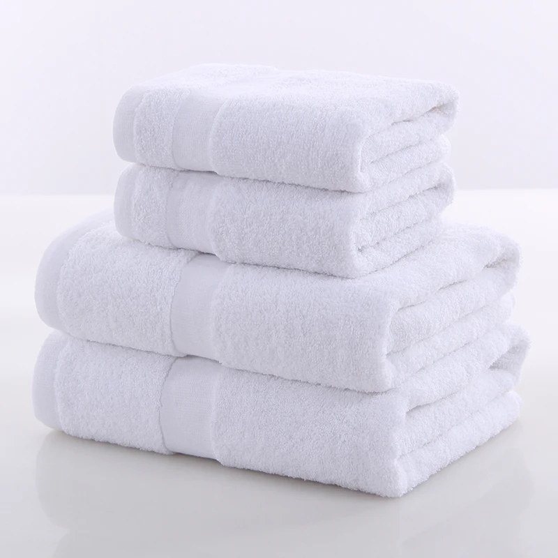 Manufacturer cheap 14S Cotton Dobby white towels set bath face hand towel with good water absorption