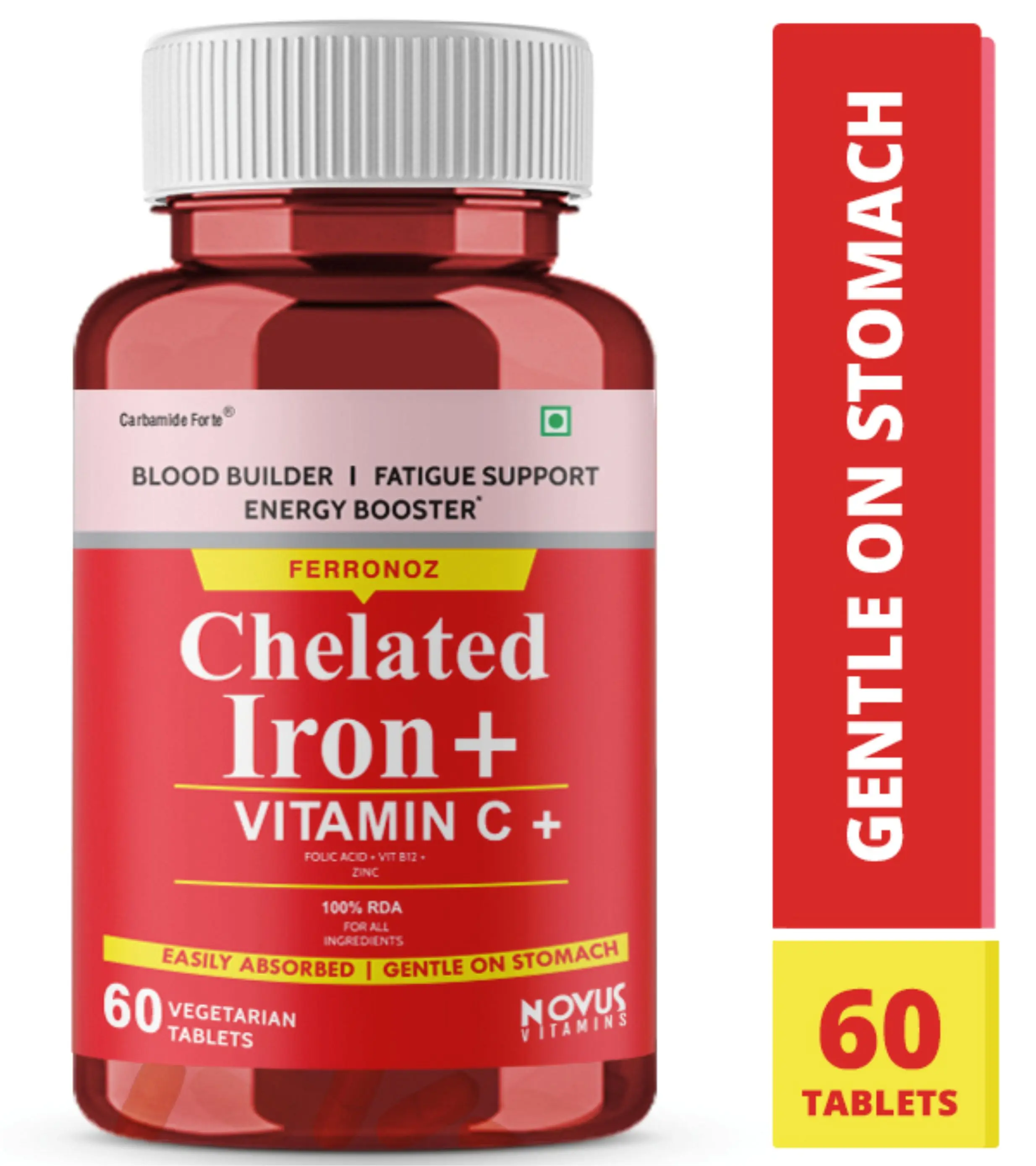 
Carbamide Forte Chelated Iron Tablets for Women & Men with Vitamin C - 60 Tablets 