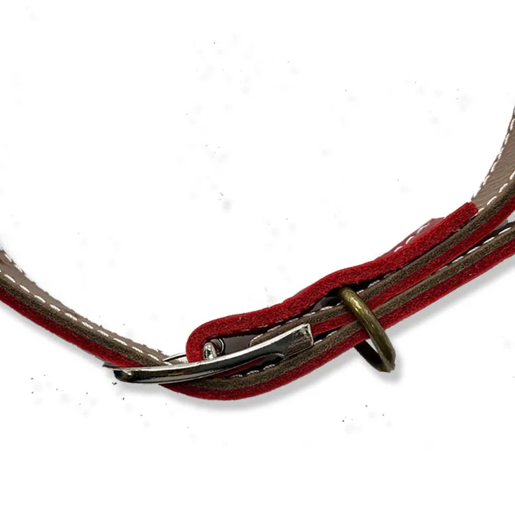 Multiple Classic Color Custom Tag Personalized Cowhide Leather Buckle Metal Double Layer Thick Dog Collar