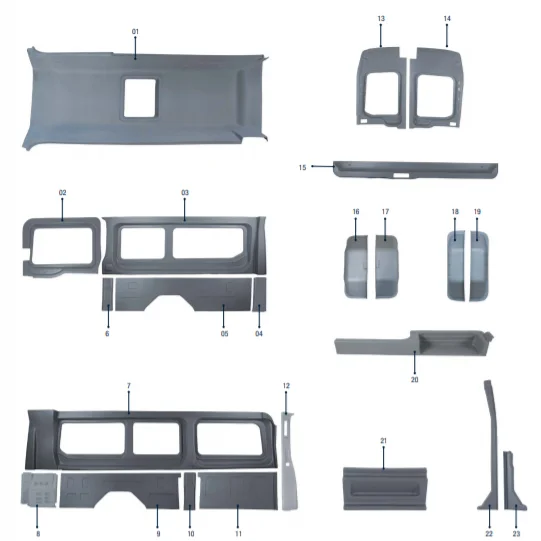 **TRANSIT INTERIOR TRIM SET** THERMOFORM ABS PLASTIC FOR COMMERCIAL VEHICLES, MOTORHOMES, MINIBUSES, COACHES, BUSES