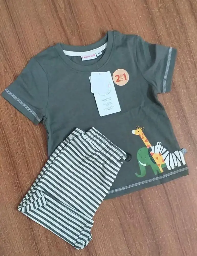 New Garments Surplus Branded Labels Boys Kids Shorts Sleeve Crew Neck T Shirts With Half Pants Clothing Set Bangladesh Stock Lot