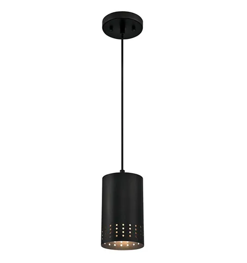 Industrial Contemporary One-Light Adjustable Perforated Cylindrical Metal Shade Pendant Lamp Hanging Light For Loft Restaurant