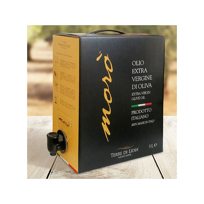 Finest Quality OEM Cold Pressed Italian Extra Virgin Olive Oil Bag in box Moro 3 L