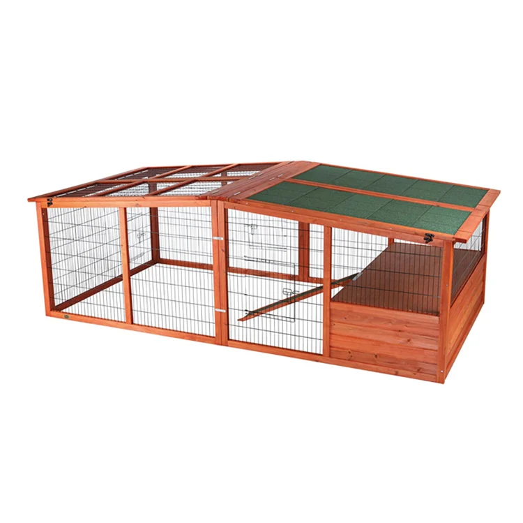 Outdoor Walk-in Chicken Coop Cage Ferret Poultry Enclosure Wooden Rabbit Hutch with Spacious Run