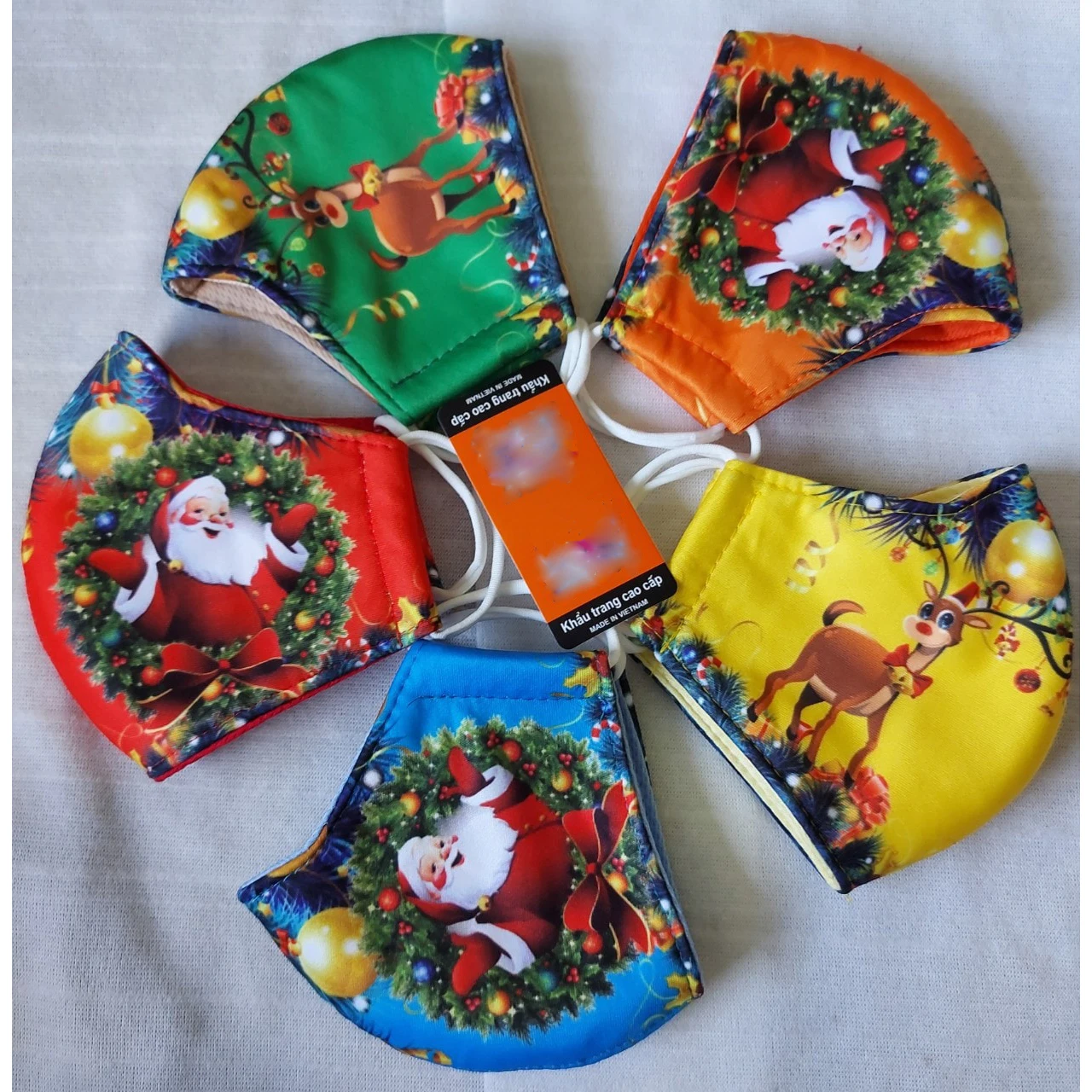 Fashion Christmas Face Cover Polyester and Cotton Fabrics Reusable Soft Comfortable 3D Printed Custom Design