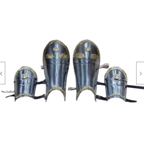 Medieval Steel Leg Guards & Arm Guard Armor Halloween Costume Silver armor Viking handmade antique vintage collectible item gif
