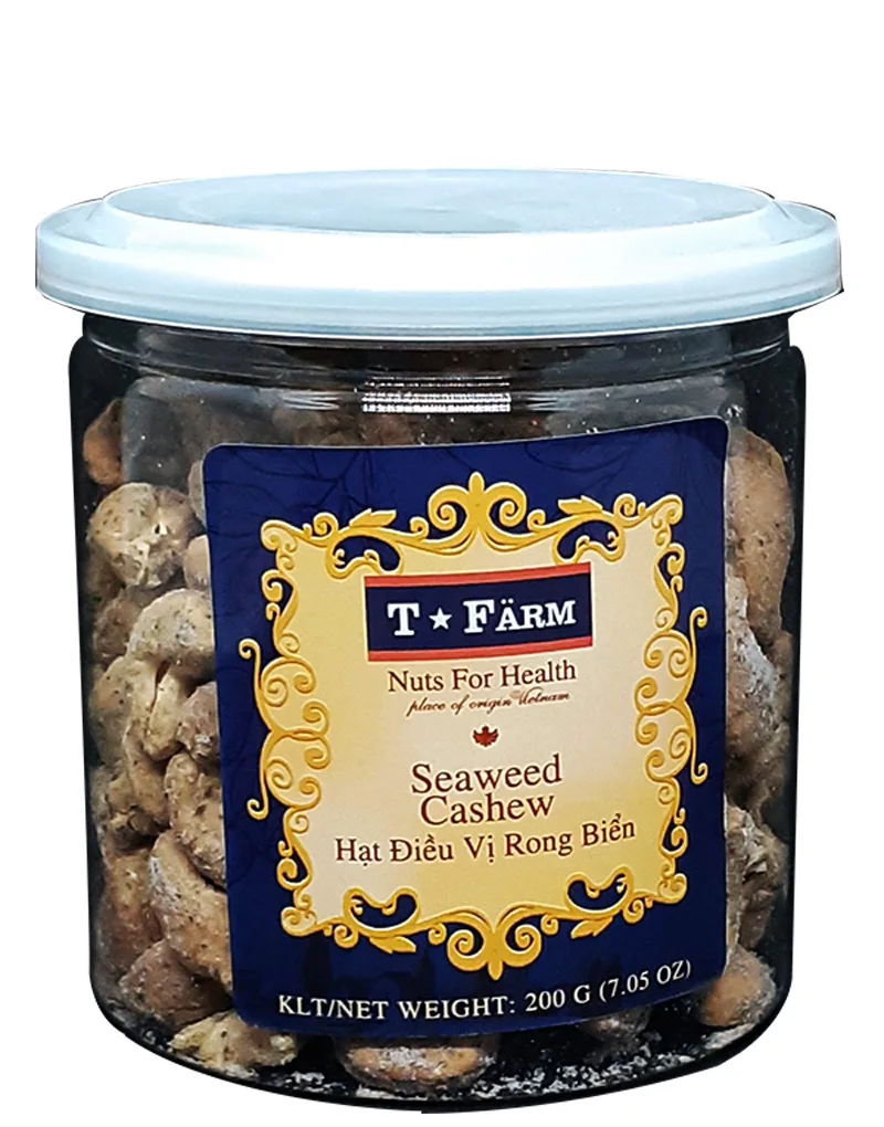 Vietnam SEAWEED Baked Dried Manufacturer Flavor Cashew Nuts Dried  CASHEW T- FARM - JAR 200GR IN Vietnam factory