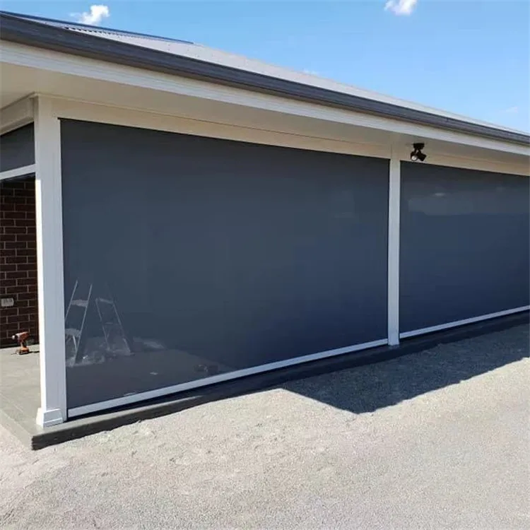 Patio Door Blind Manufacture Outdoor Zip Track Windproof Manual Blind Curtains With Comfy Motor Wifi Battery Blind