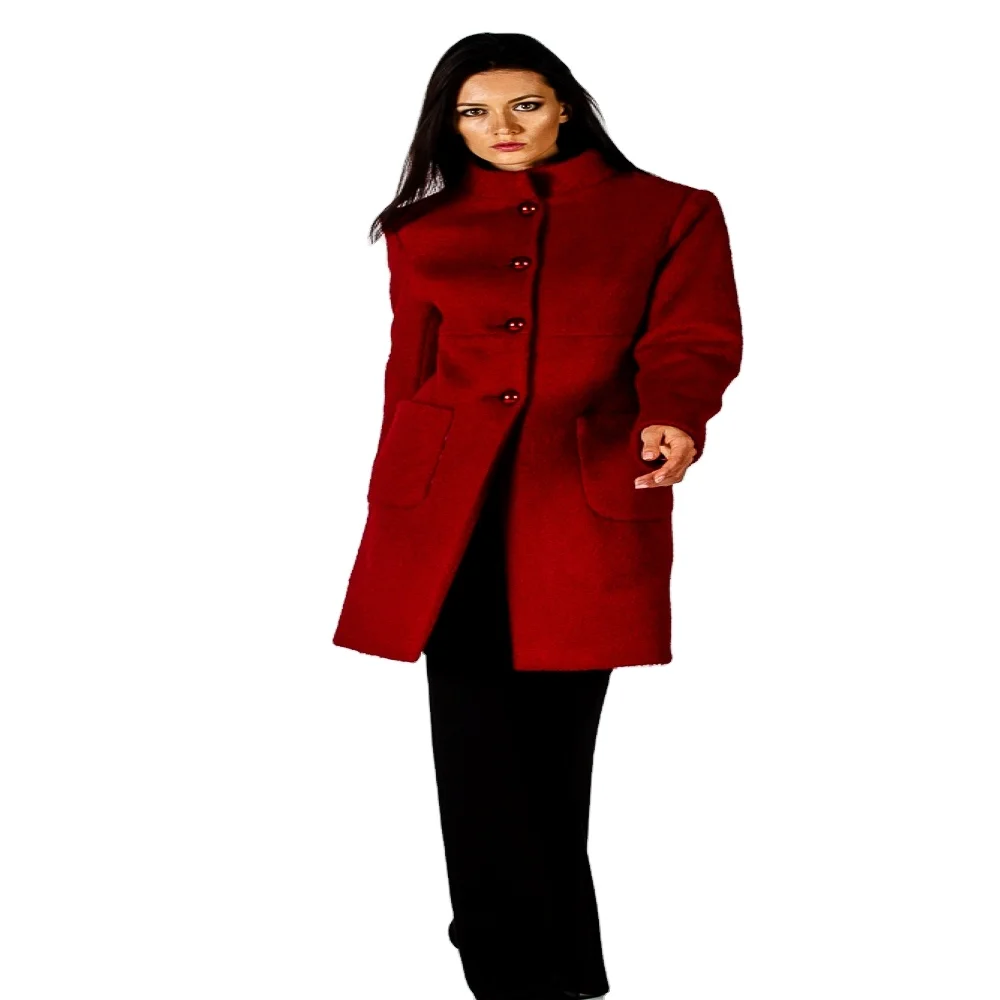 High Quality Made in Italy Red Coat for Chic Women for Every Day