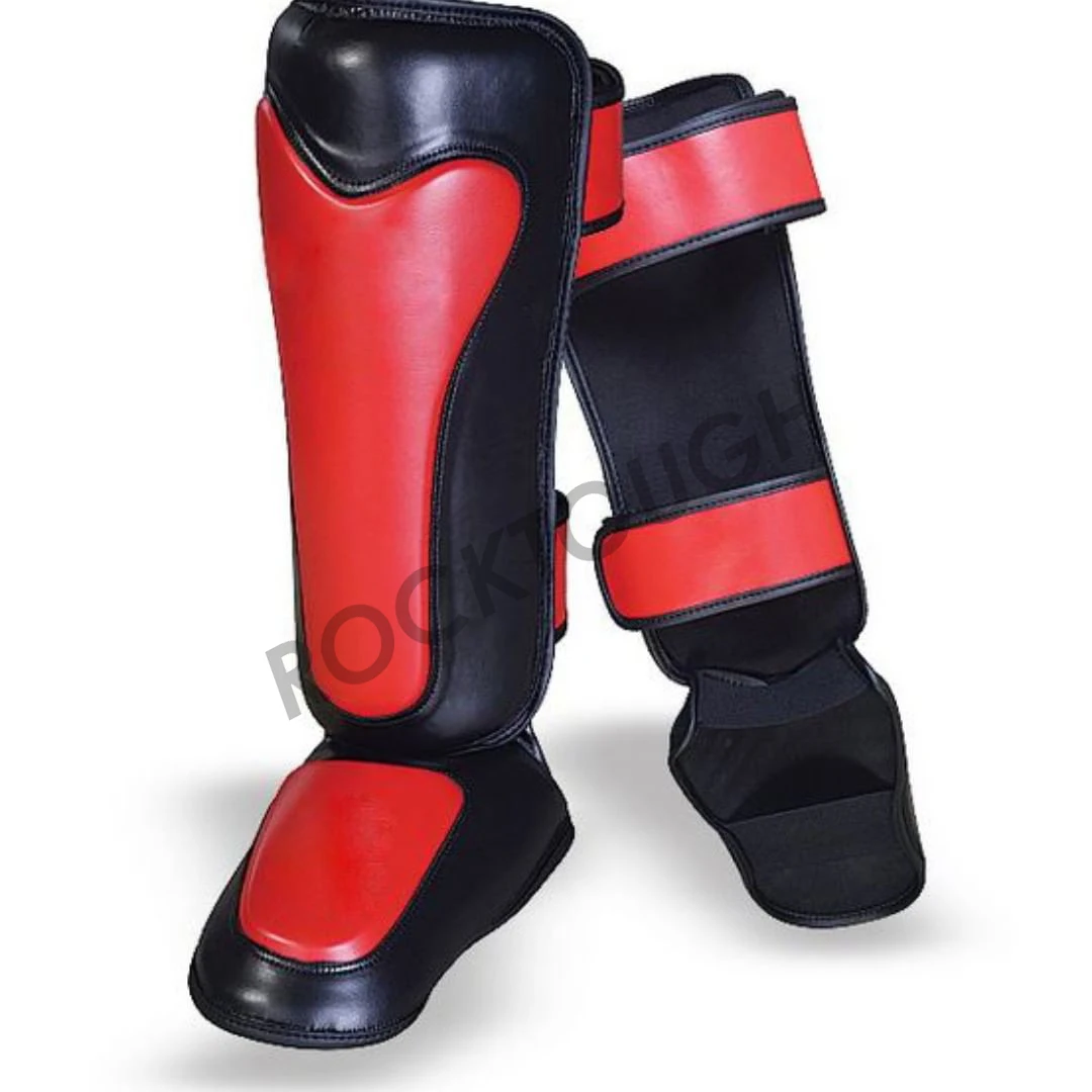 Cowhide kickboxing Muay Thai shin guards shin protection custom OEM synthetic leather shin protector