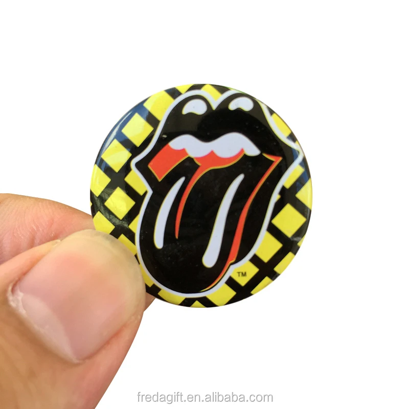 Custom Printed Logo Pin On Tin button Badge wIth tinplate Backing