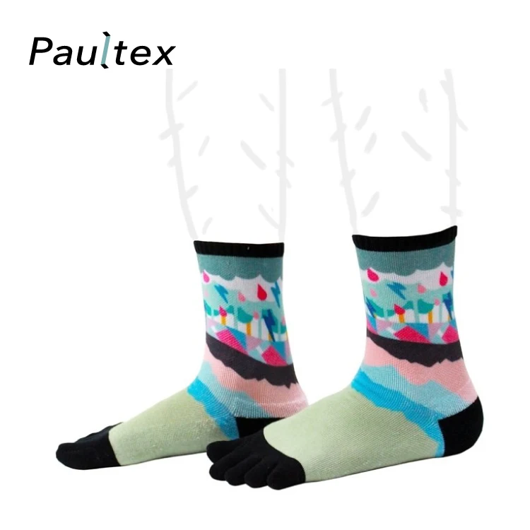 Индивидуальные носки пять пальцев 360 бесшовные с принтом