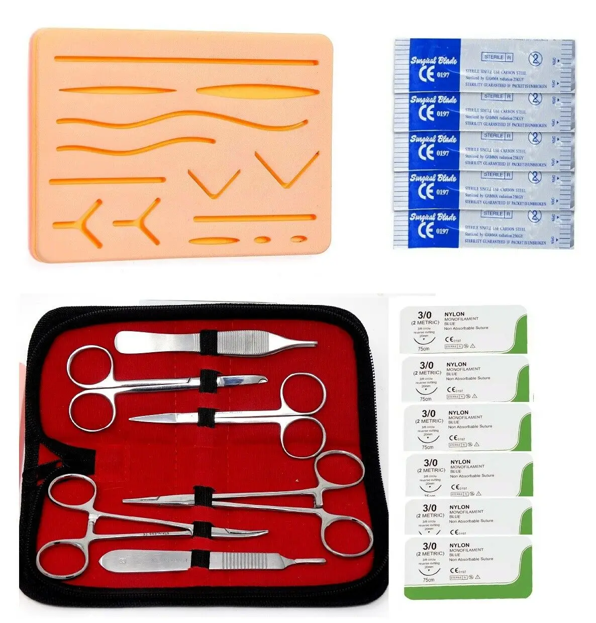 Набор для тренировки хирургических швов для студентов-студентов, полный комплект для тренировки швов с подушечкой