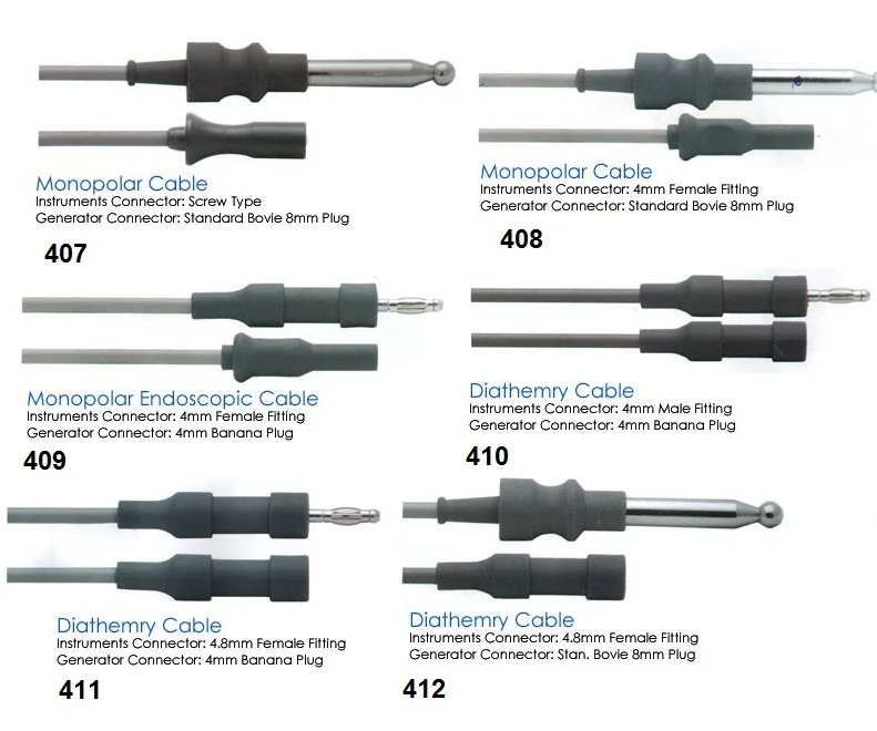 Bipolar Cables Instruments connector,Generator Connector ,single use/reusable Cables and connectors Certified By CE