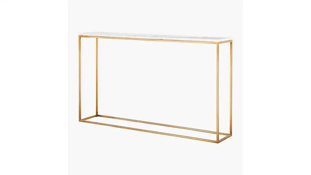 Newest Nordic Style Modern Flat Pack Table Furniture Console Table Marble Top Golden Stainless Steel Base Knockdown
