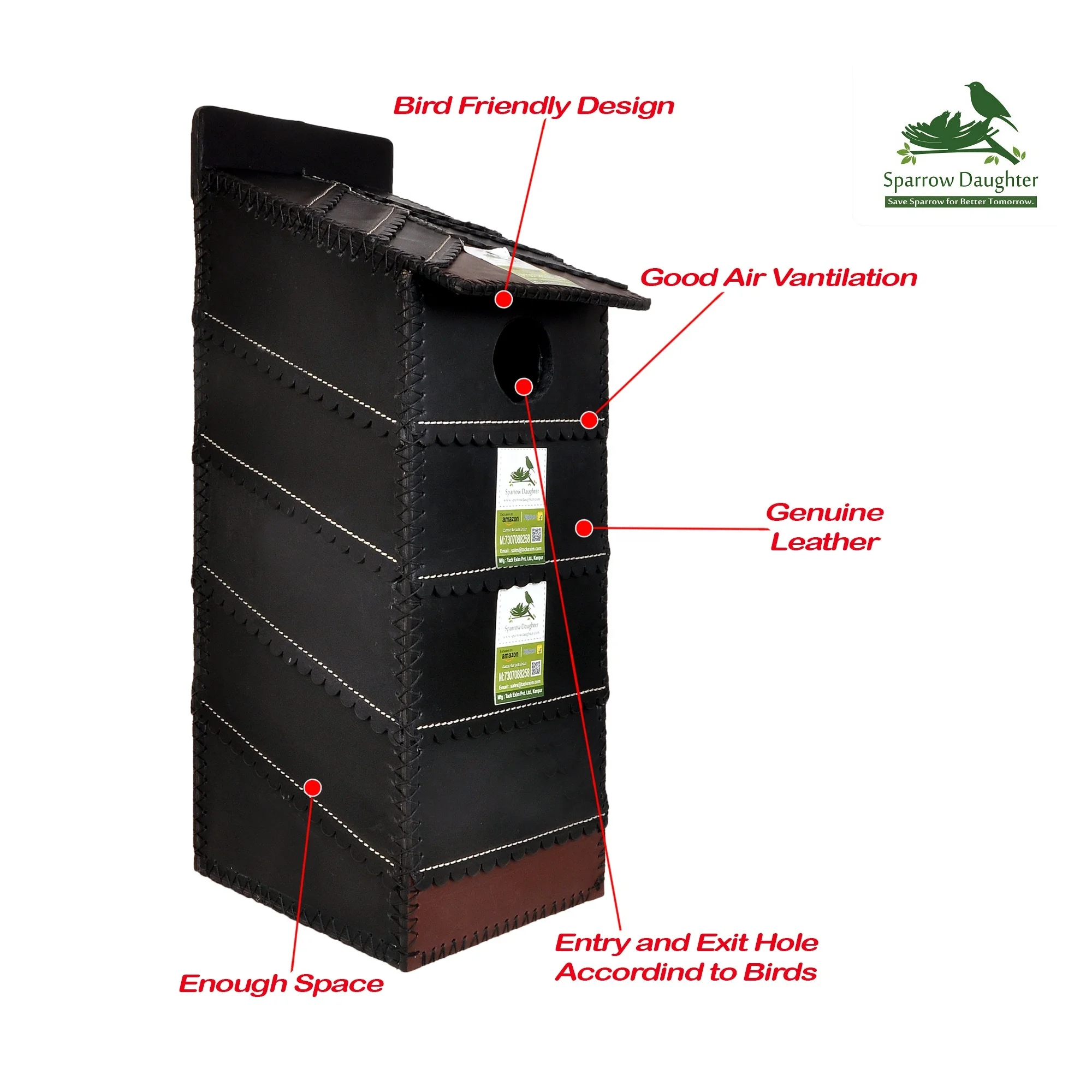 pet cages bird breeding house Black and Brown Color Bird House for Medium Sized Birdhouse With Entry & Exit Hole For Sale