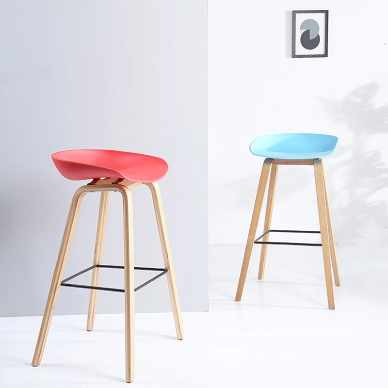 Nordic simple style design High leg bar chair With wooden legs bar chair