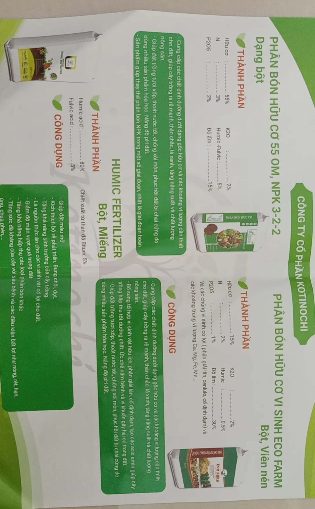 Manufacturer Vietnam KOTINOCHI Organic NPK Organic Fertilizer 3-2-2 Suitable For Farms