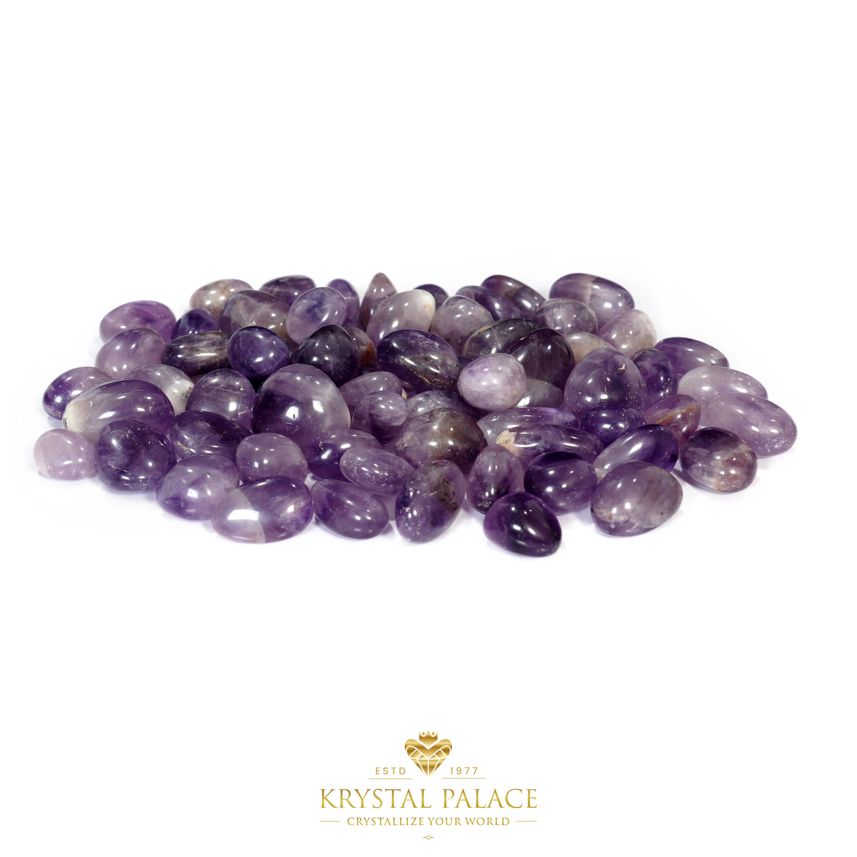 
BULK WHOLESALE AMETHYST TUMBLED PEBBLES STONES FOR HEALING AND LANDSCAPING BY KRYSTALPALACE 