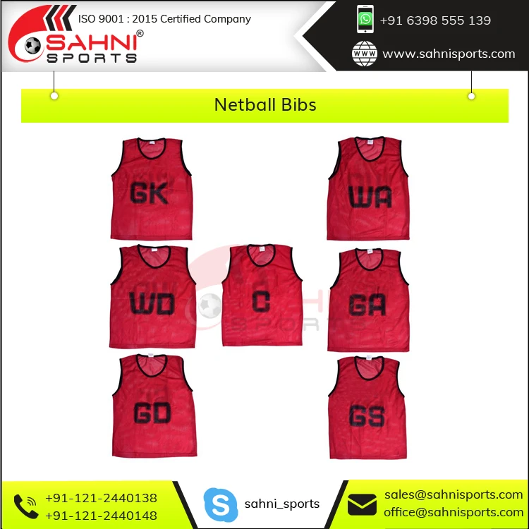 Contract Manufacturing Wholesale Front & Back Printed Netball Bibs Set from India