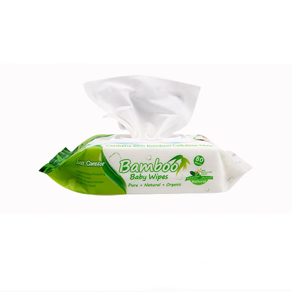 Eco friendly wet tissue 100% bamboo wipes
