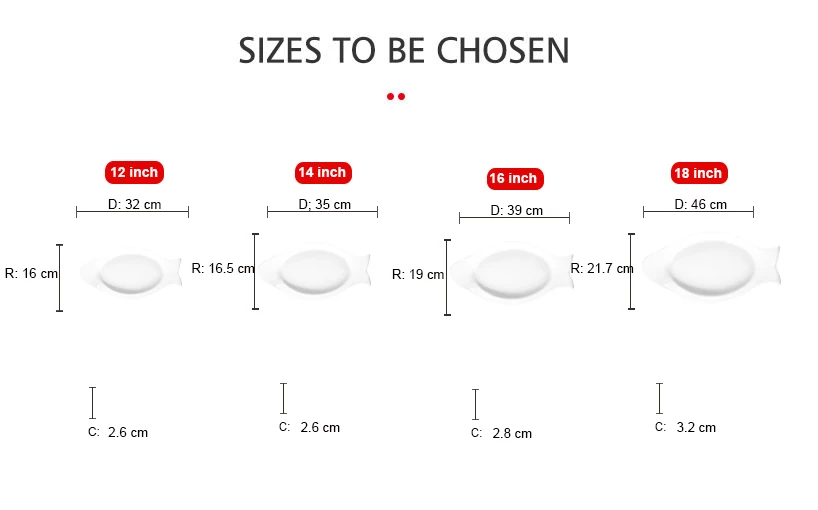 OEM Unique Fish Shape Ceramic Plate  with various sizes and customized logo wholesale for Hotel and Restaurants