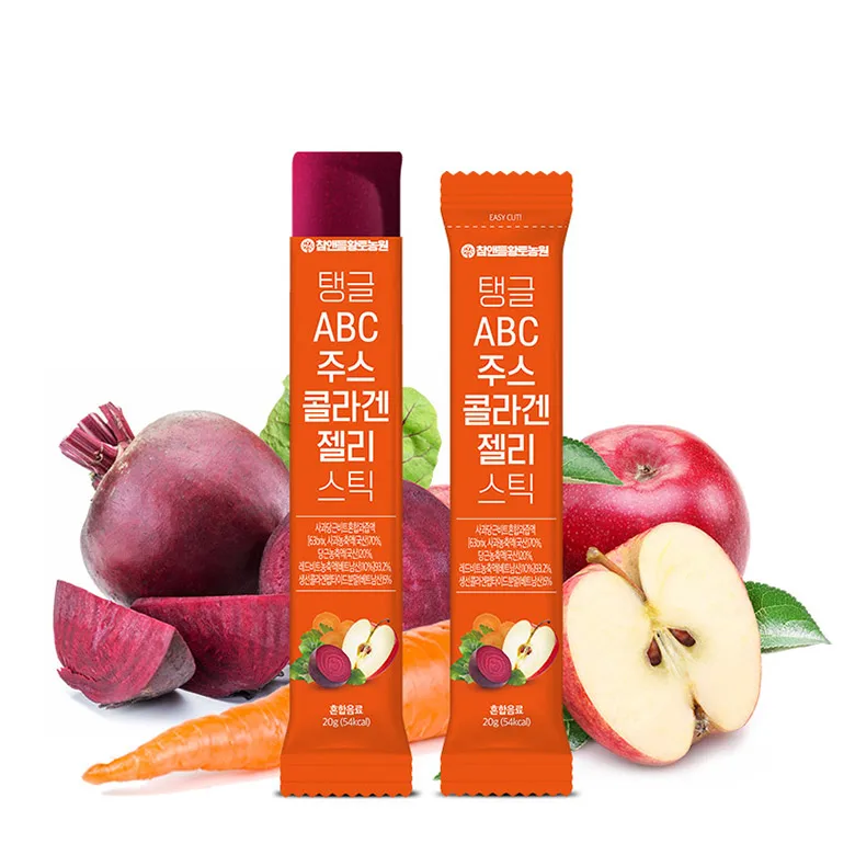 
New concept low molecular premium fish collagen apple, carrot, beet concentrated fruit jelly stick skin beauty intestinal health 