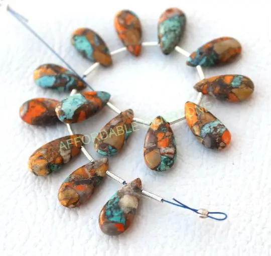 Oyster copper turquoise pear shape stone high quality stones top drilled gemstone cabochon gemstones loose pendant jewelry gems