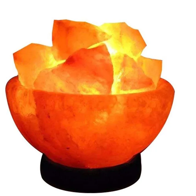 Top Selling Himalayan Salt Lamp Fire Bowl Carved Pyramid Style with Decorative Salt Chunks for Home Decoration