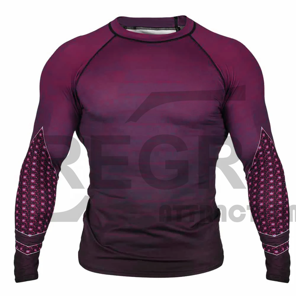 OEM Design compression mma rash guard/Sublimation Printed Long Sleeve Mma Rash Guard