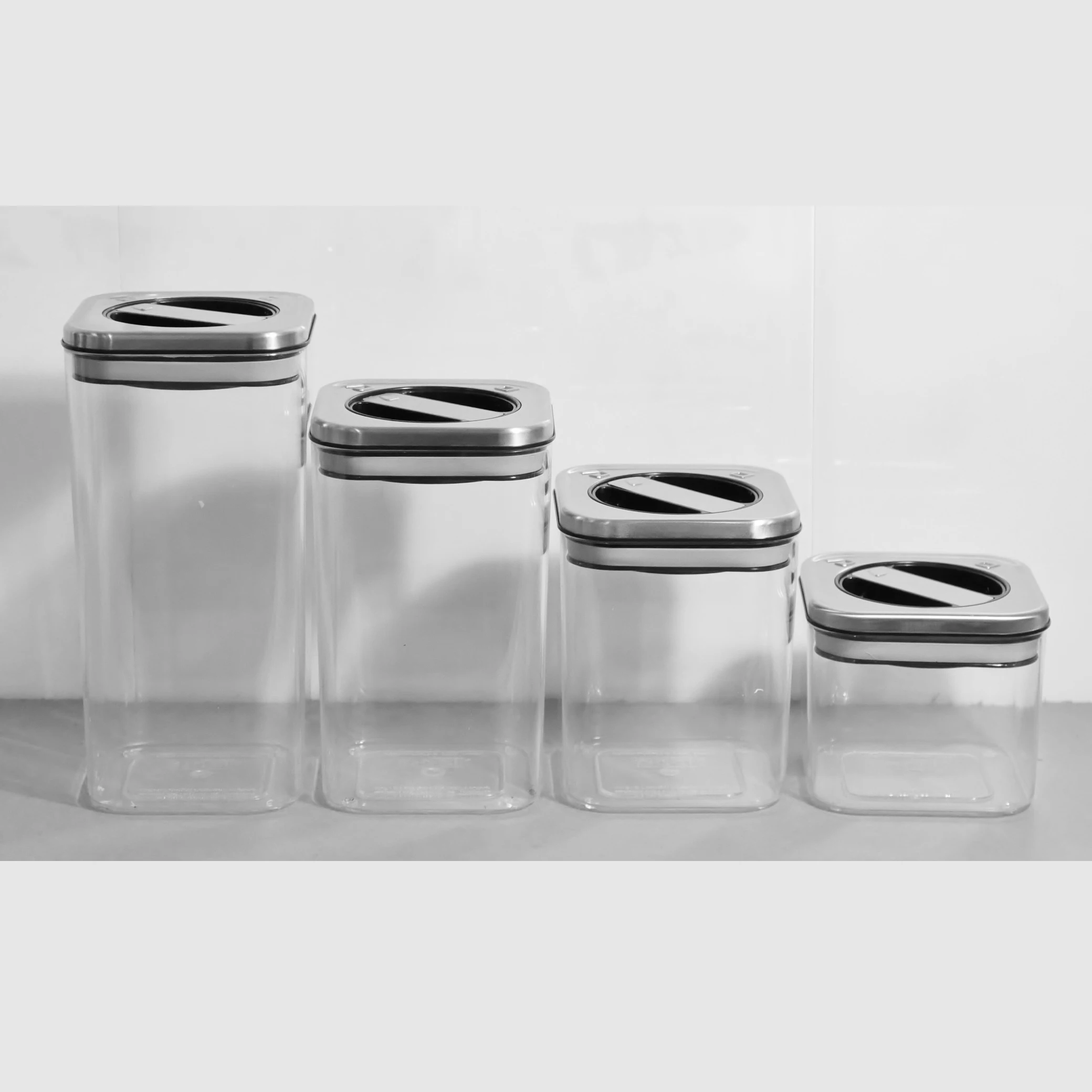 4 Sizes Easy-to-Clean Smart Seal Food Storage Canister Plastic Cereal Storage Packing Airtight Dry Food Storage Container Set