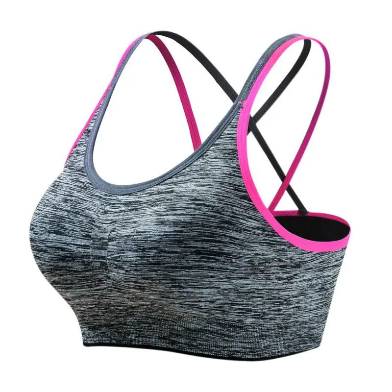 
top quality sports br back strips Shoulder strap custom LOGO Cross Shoulder Strap Fitness Yoga Gym Women Bra Seamless Sports Bra 