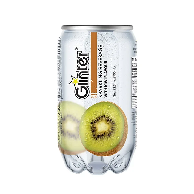 Kiwi Flavor Soda Sparkling Beverage Halal Certification with Low Sugar Transparent Plastic Tin Packaging Top Selling Beverages