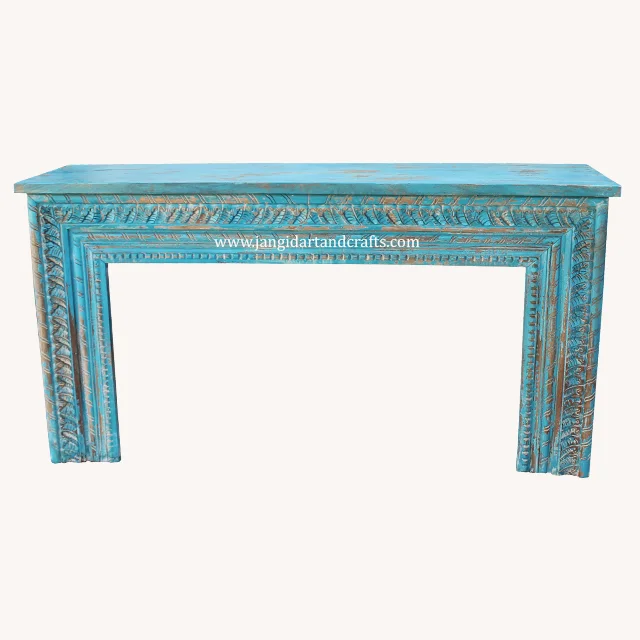 Antique rustic indian vintage distressed mango solid wood handmade entryway accent living room console table wholesale
