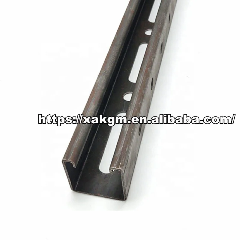 Chinese wholesaler 41*41 Black slotted carbon steel ribbed OEM hole size strut c channel galvanized supported
