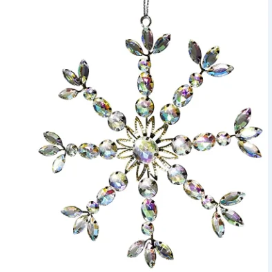 Christmas gifts Snowflakes Ornaments Handcraft Metal with Crystal Xmas Decoration White Snowflake for Christmas Tree