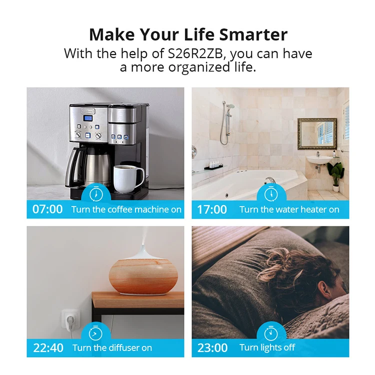 Sonoff S26R2ZBTPF Smart Plug 16A Smart Home Smart Timing Socket Outlet Zigbee 3.0 Work With Alexa Google Home Ewelink App