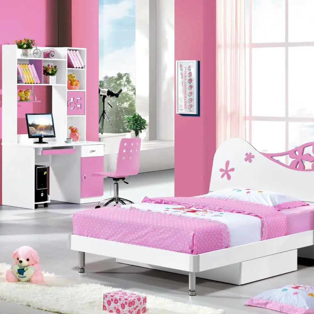 Safe standard cute kid furniture set kid bed girl bed girl bedroom