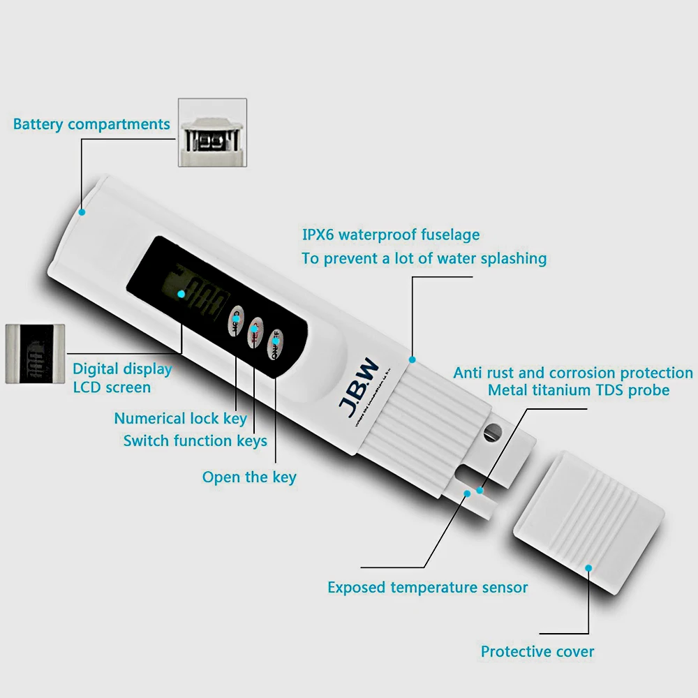TDS meter hardness water set with calibration temperature, 0 - 9990 ppm range measurement, 1 ppm precision