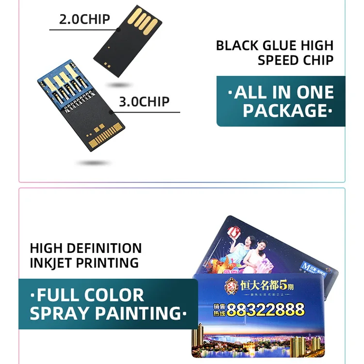 Wholesale Cheaper Business Card 32gb 64gb Memory Stick 128gb 256gb Pendrives Credit Shape Usb Flash Drive With Logo