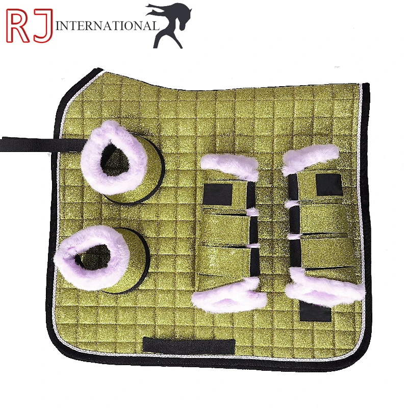 2021 Horse Riding Saddle Pads Custom Satin Fabric English Dressage Saddle Pads Sets
